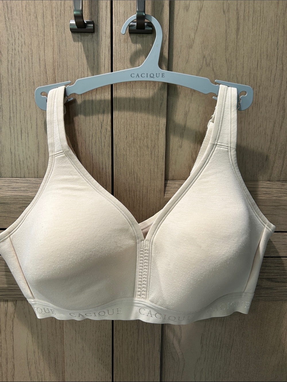 Cacique Cream Cotton Lightly Lined Wireless Bra